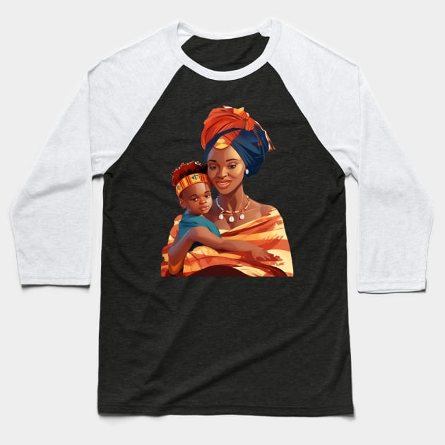 African Mother And Child Baseball T-Shirt by Merchweaver